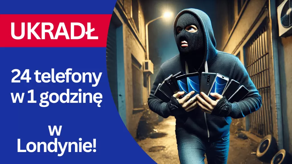 Ukradł 24 telefony w 1h w Londynie!